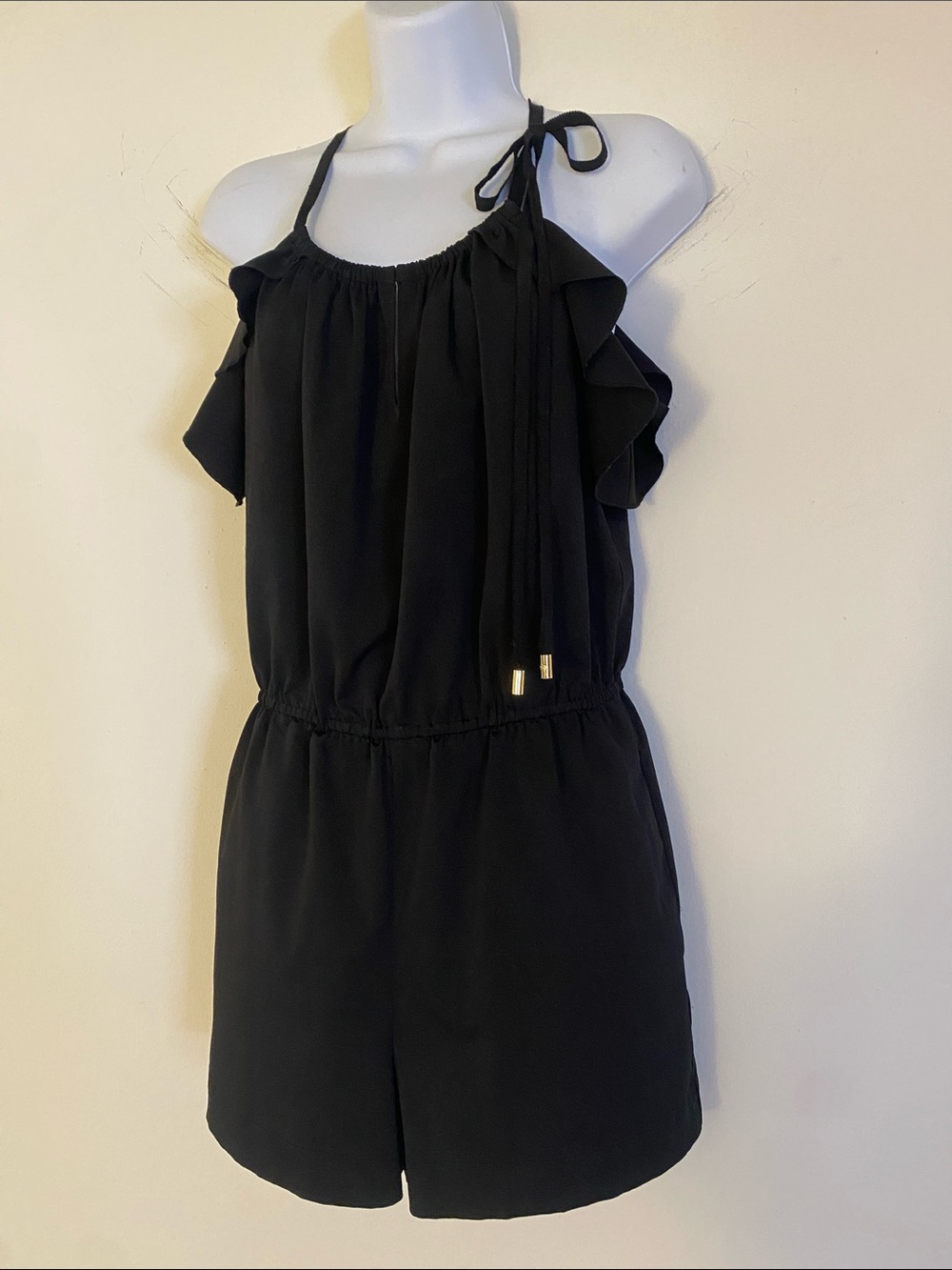 Juicy Couture Black Halter Ruffle Romper